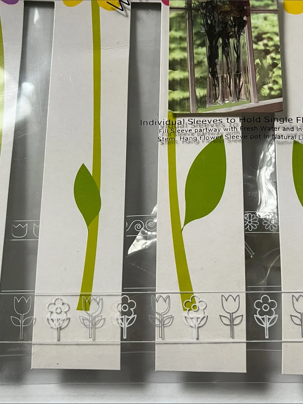 Window Flower Vase 5 Individual Sleeves to Hold Single Flowers Floral NWT
